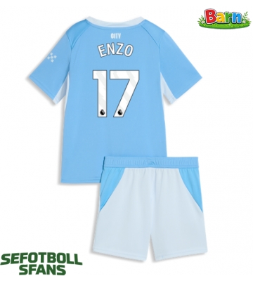 Manchester City Enzo Fernandez #17 Hemmaställ Barn 2026-27 Kortärmad (+ Korta byxor)